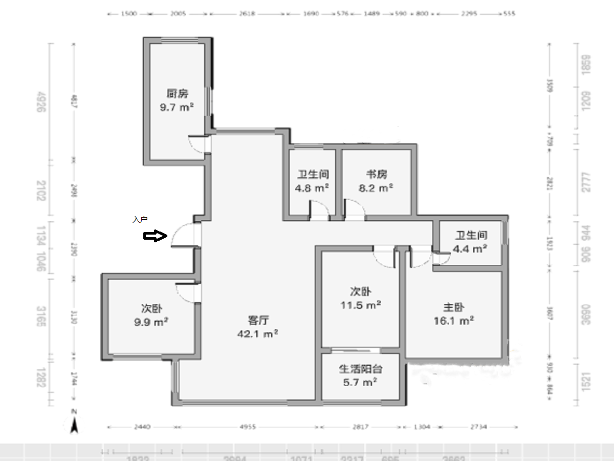 万达华府 4室2厅2卫 142m&sup2;