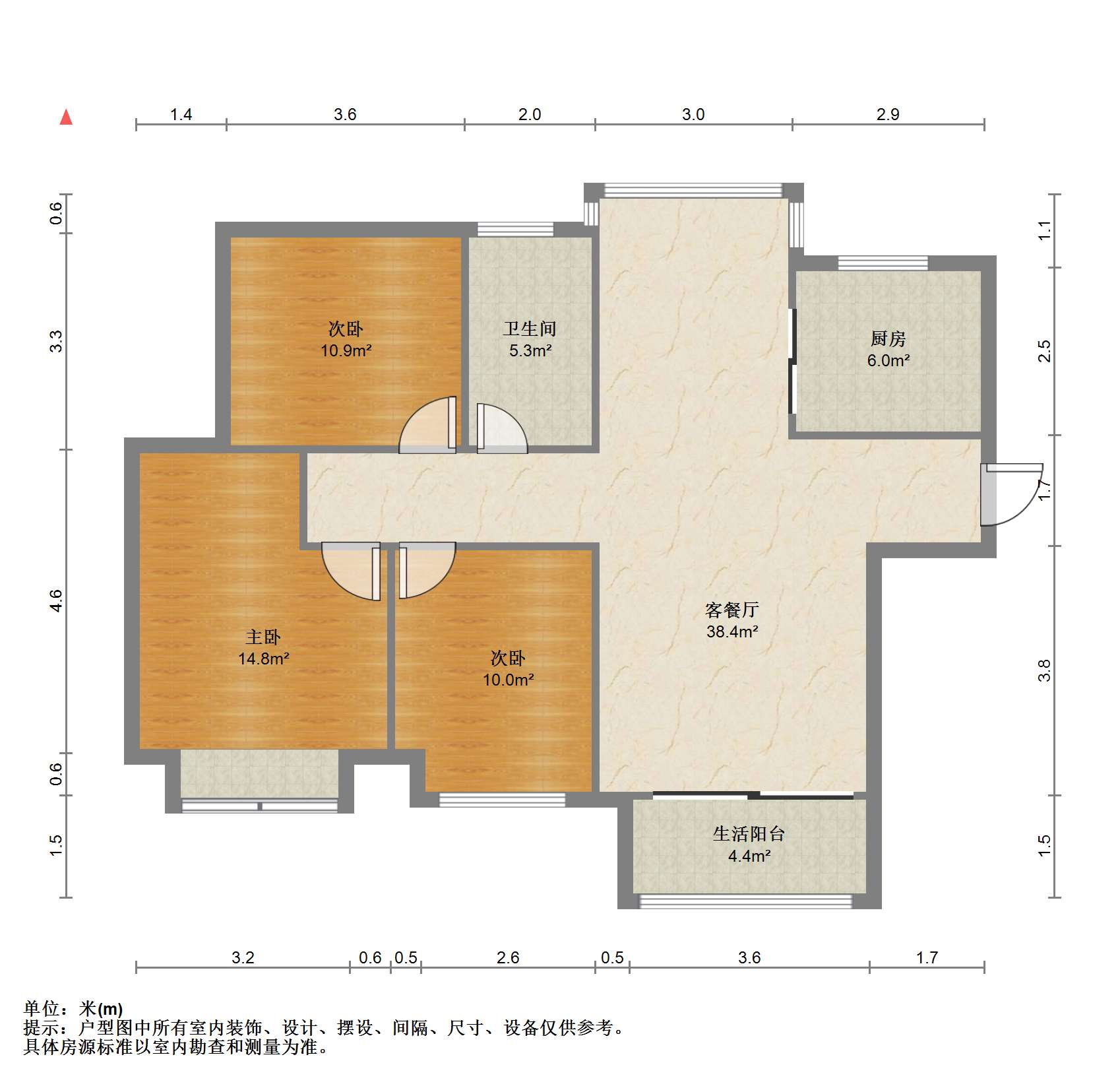 弘阳上城 3室2厅1卫 115.73m&sup2;