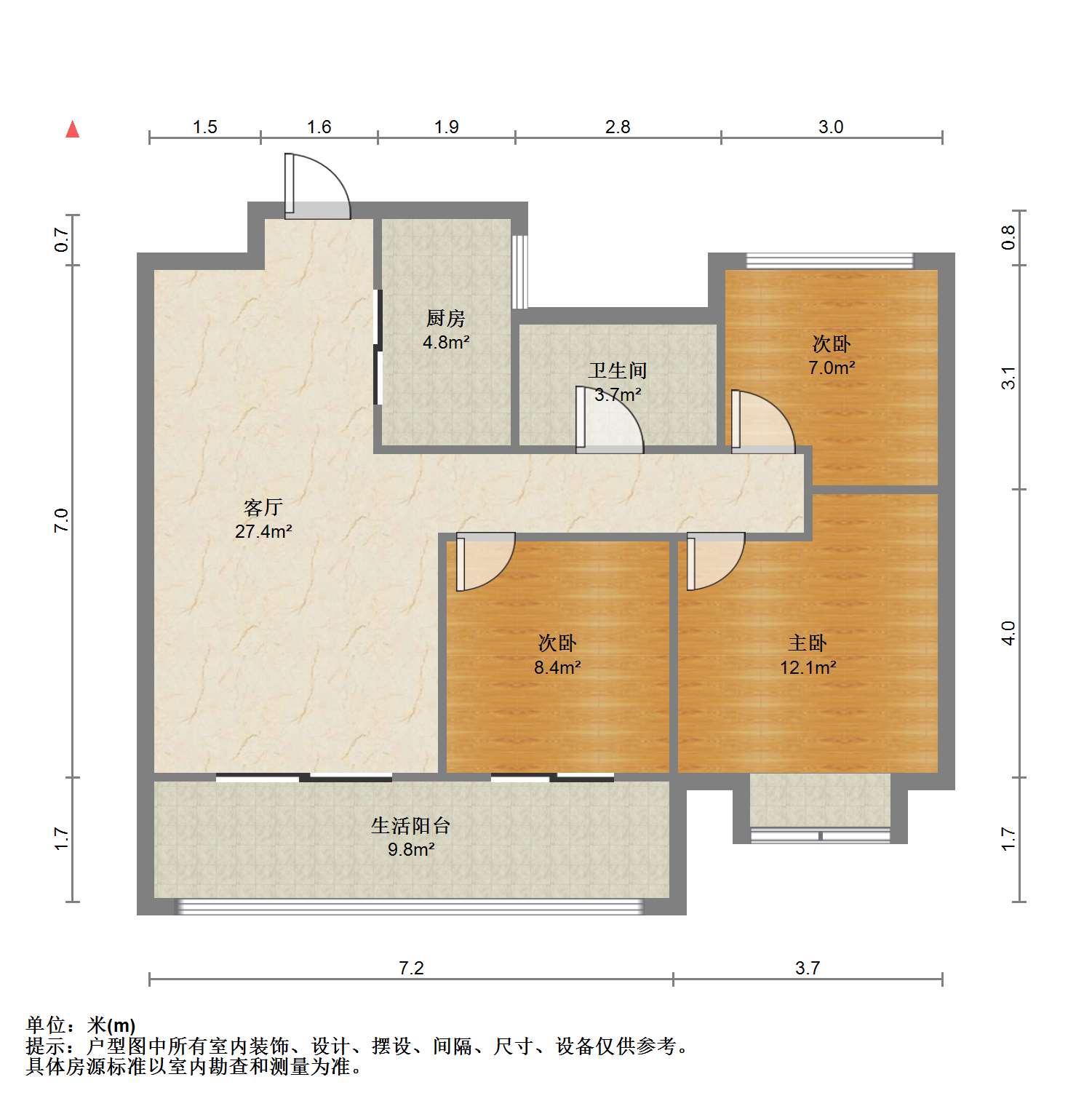 时光漫城 3室2厅1卫 92.61m&sup2;