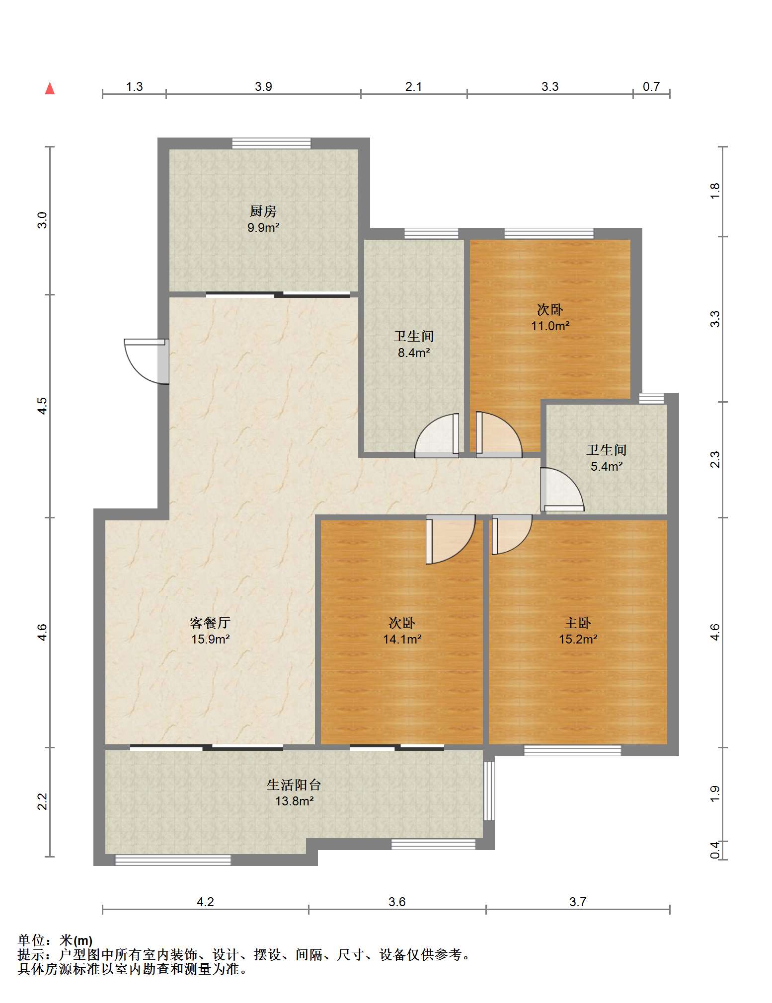 天安花园 3室2厅2卫 137.30m&sup2;