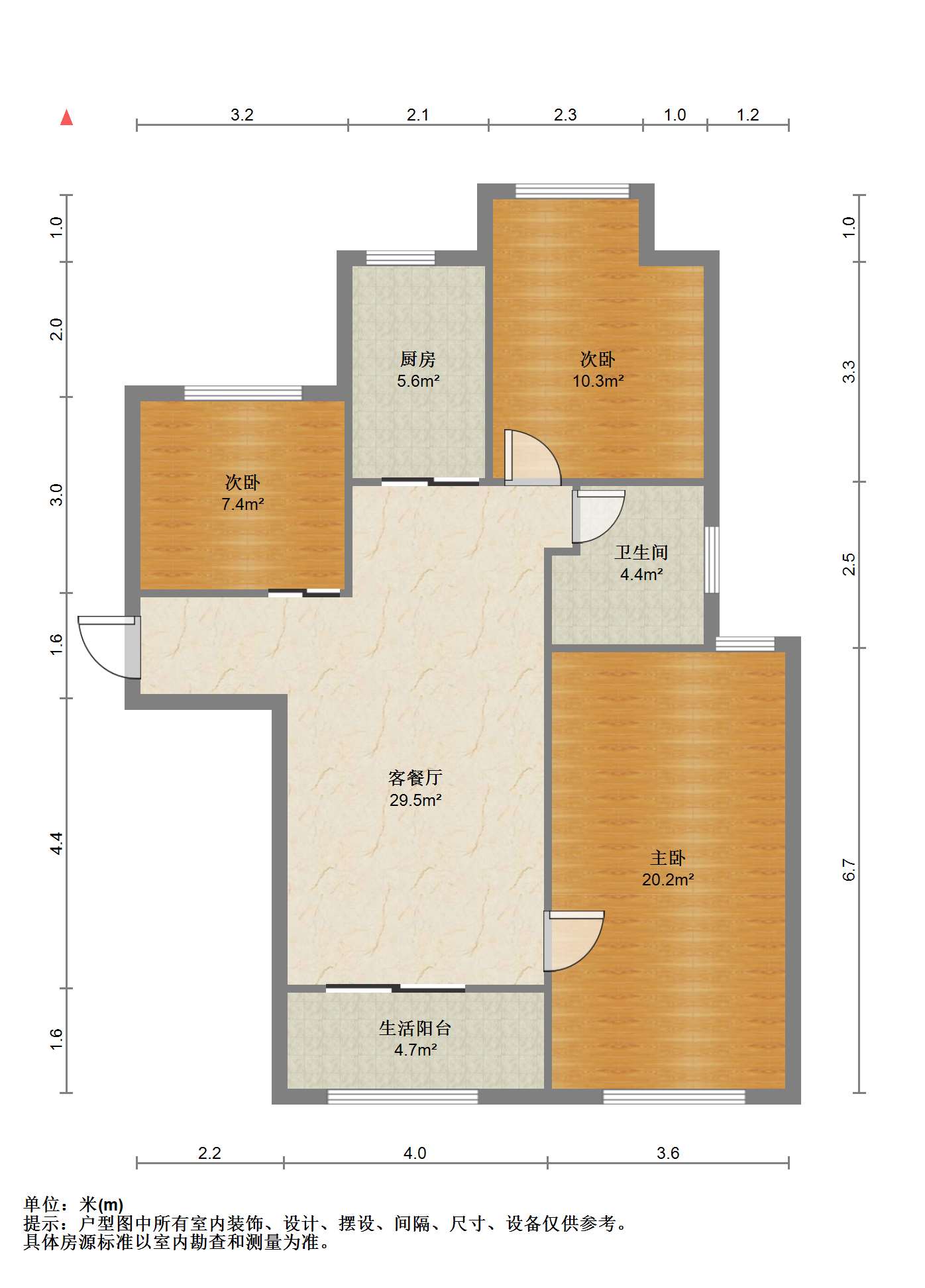 万通城 3室1厅1卫 96.99m&sup2;