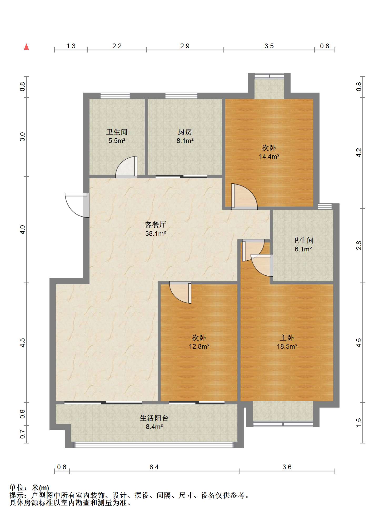天虹苑 3室2厅2卫 129.44m&sup2;