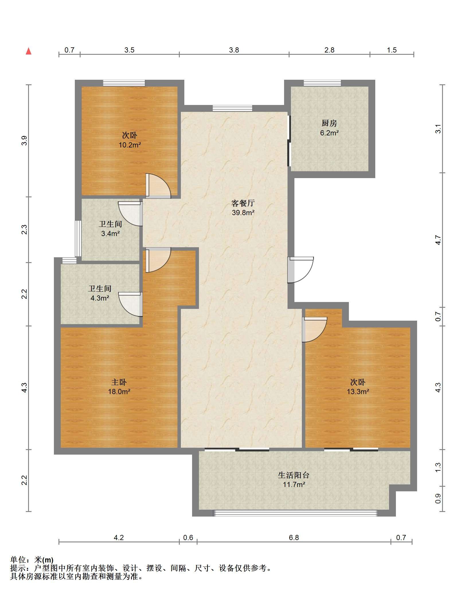 中梁望府 3室2厅2卫 128.00m&sup2;