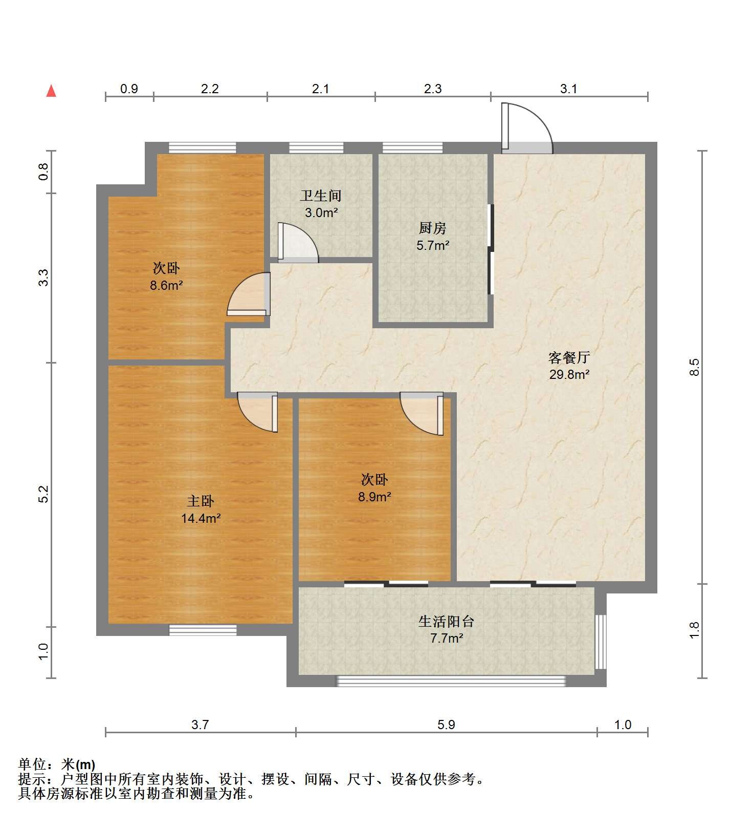 春溪集 3室2厅1卫 89m&sup2;