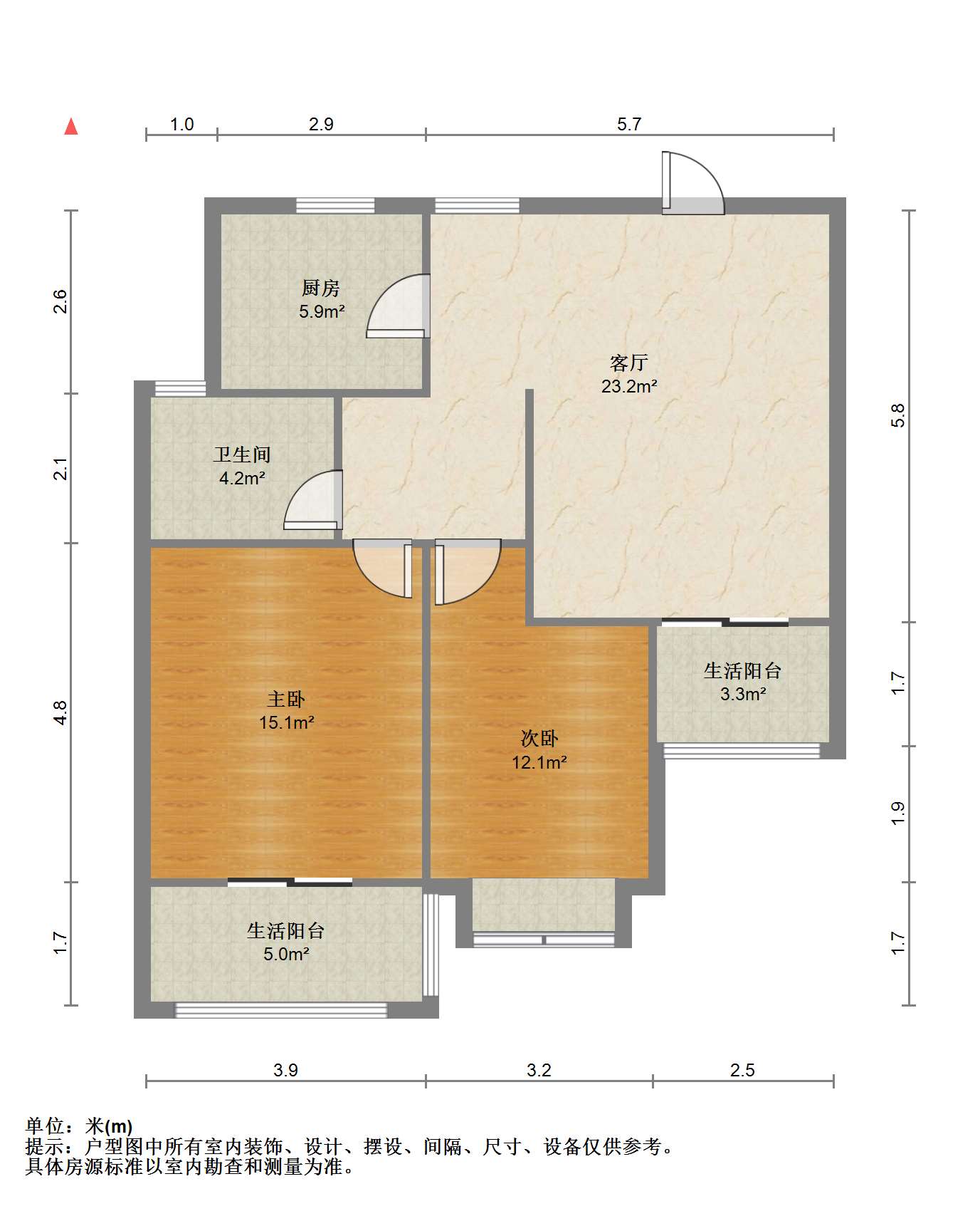 世家花园 2室1厅1卫 88m&sup2;