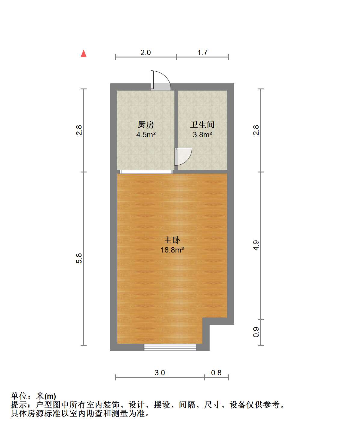 绿地智公馆 1室1厅1卫 35m&sup2;