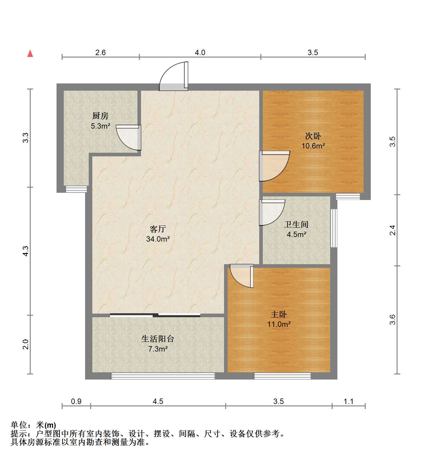 江景苑小区 2室1厅1卫 88.70m&sup2;