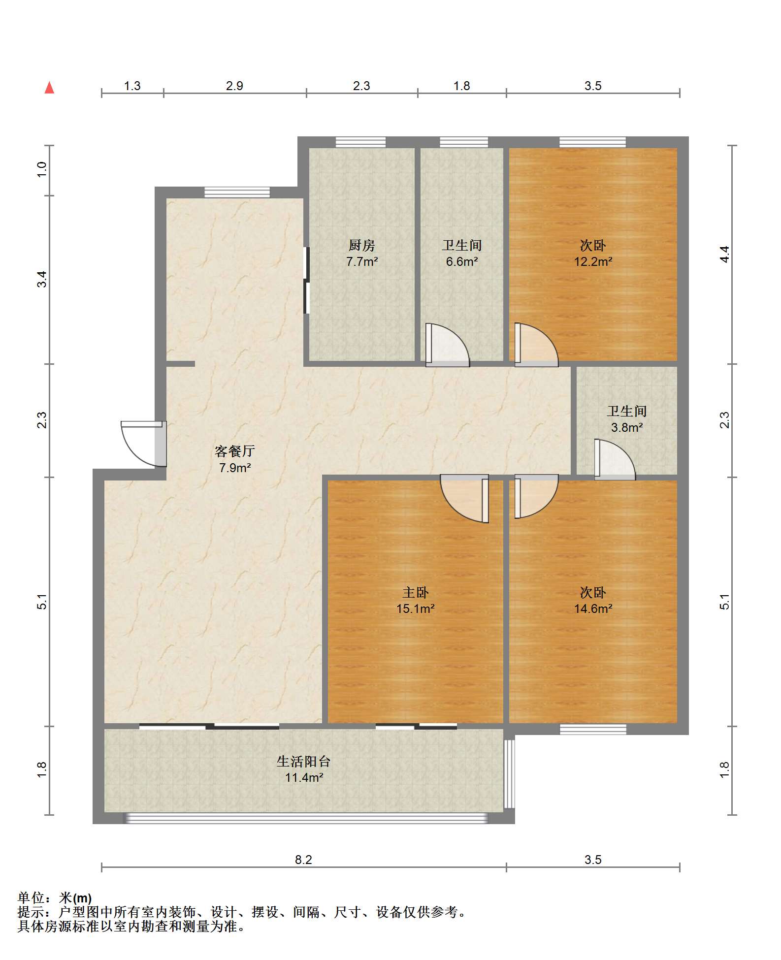 文峰北苑北区 3室2厅2卫 129.93m&sup2;