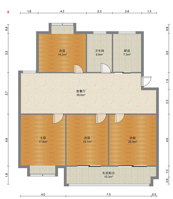 天晖苑 4室1厅1卫 100.00m&sup2;
