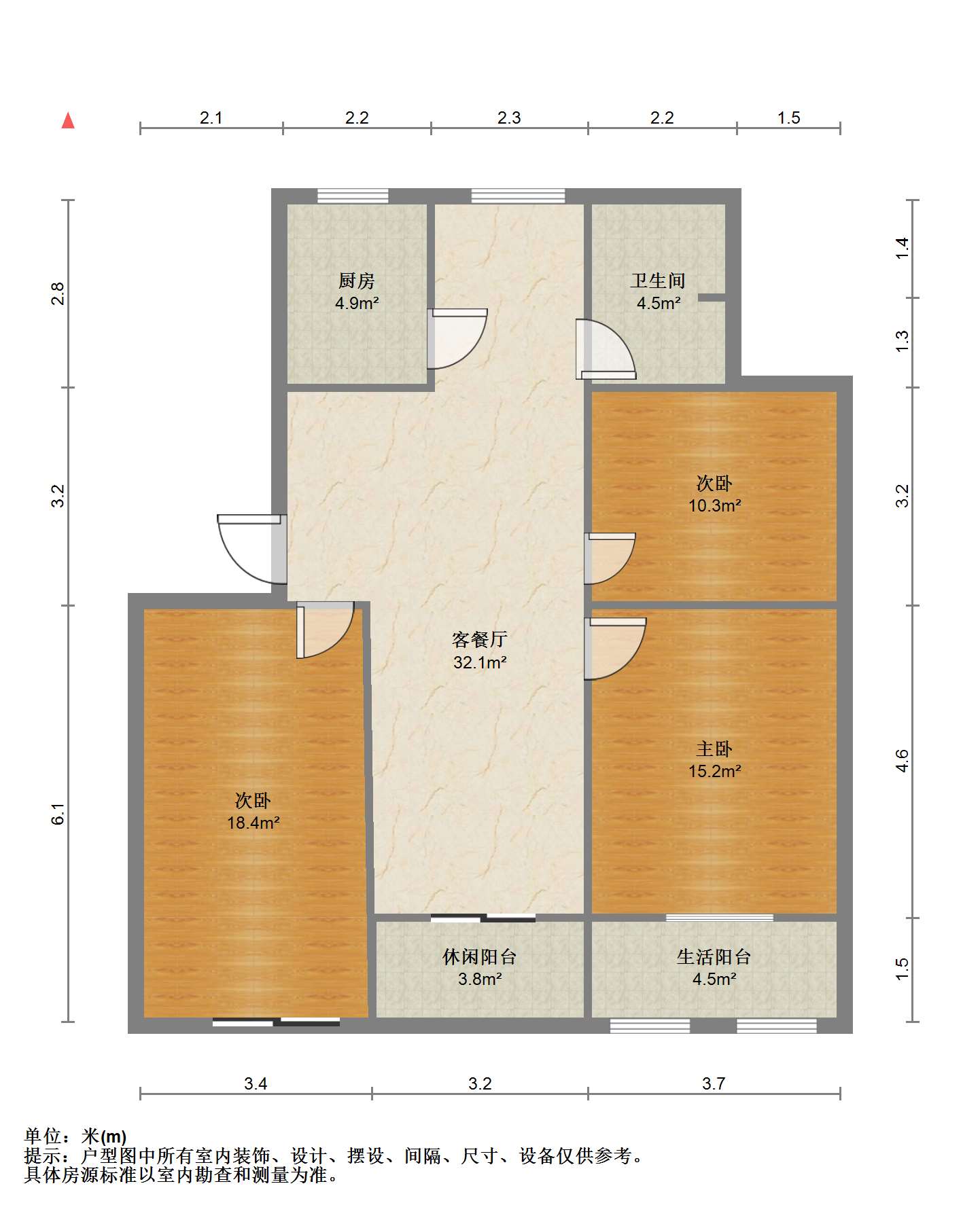 金和小区 3室2厅1卫 123.11m&sup2;