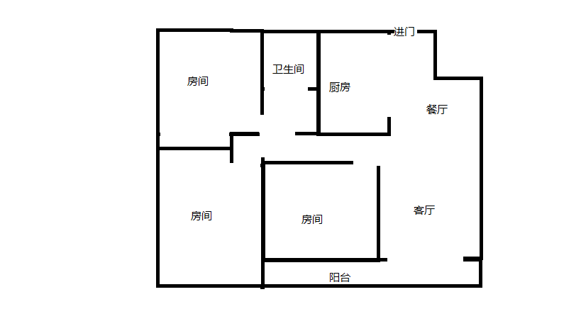 滨江道静园 3室2厅1卫 100m&sup2;