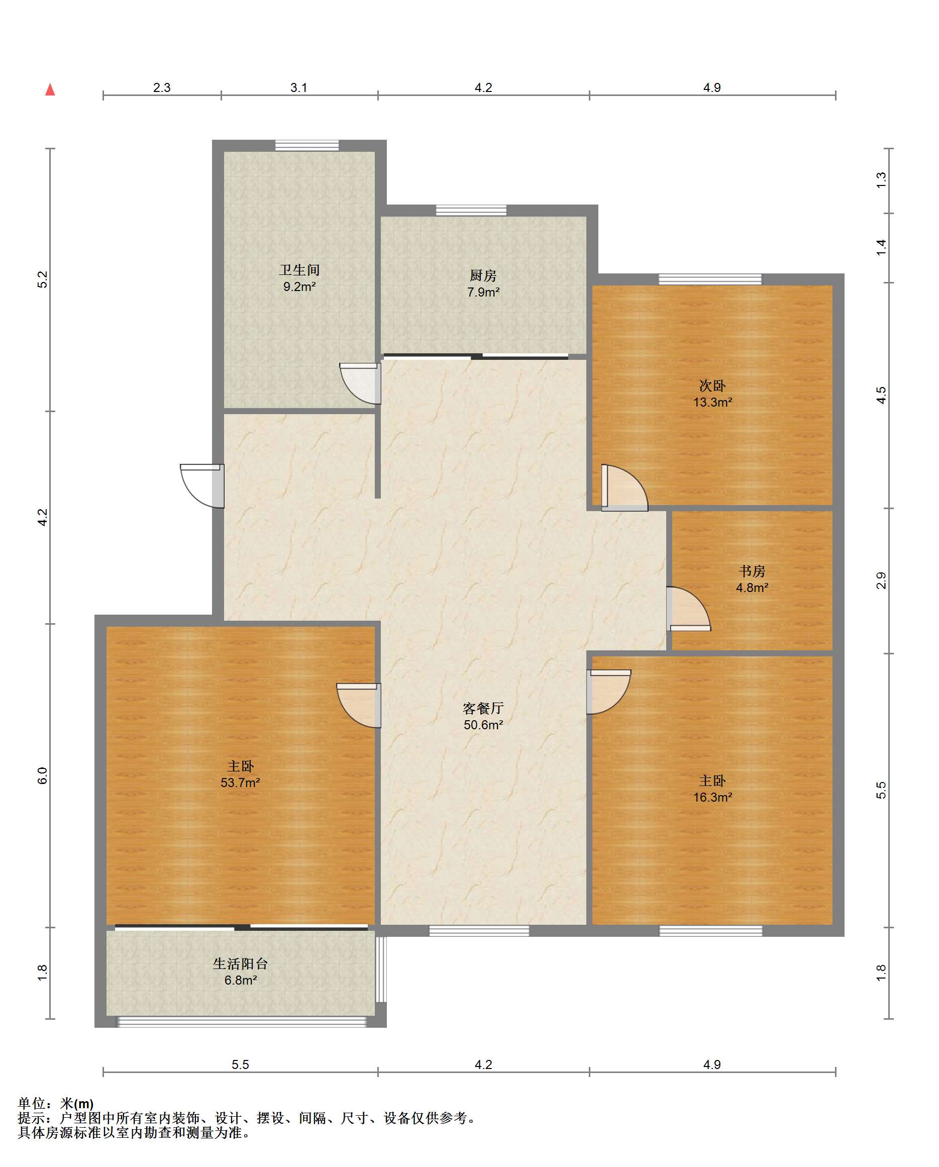 天虹公寓 4室2厅1卫 154.00m&sup2;