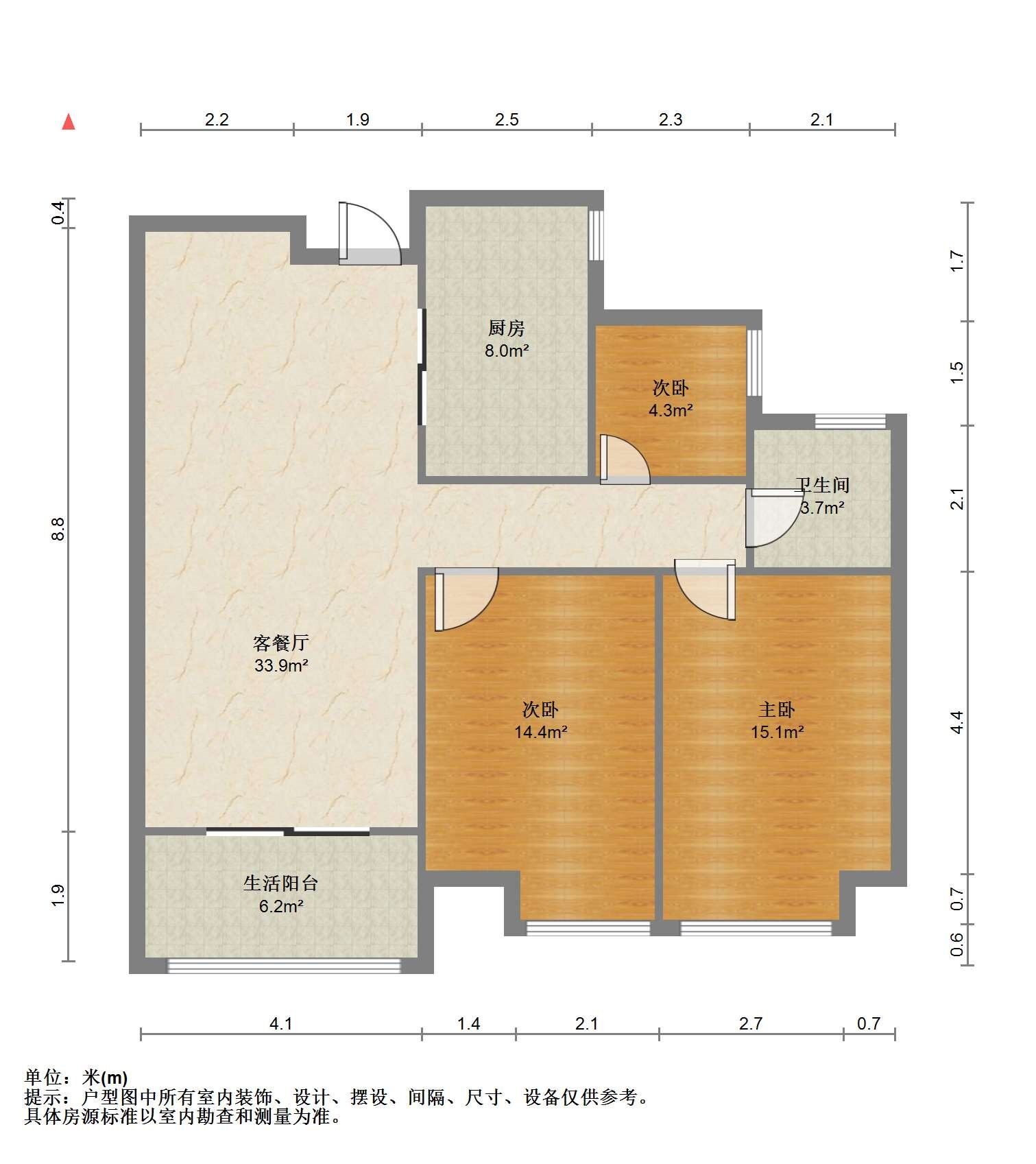 江景国际家园北区 3室2厅1卫 119.00m&sup2;