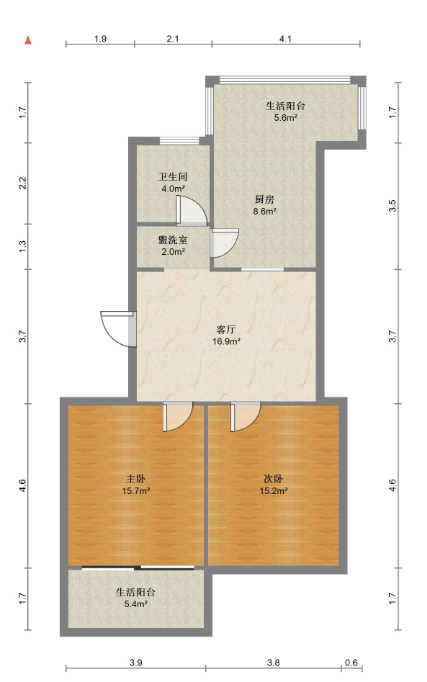 华侨花苑 2室1厅1卫 140.00m&sup2;