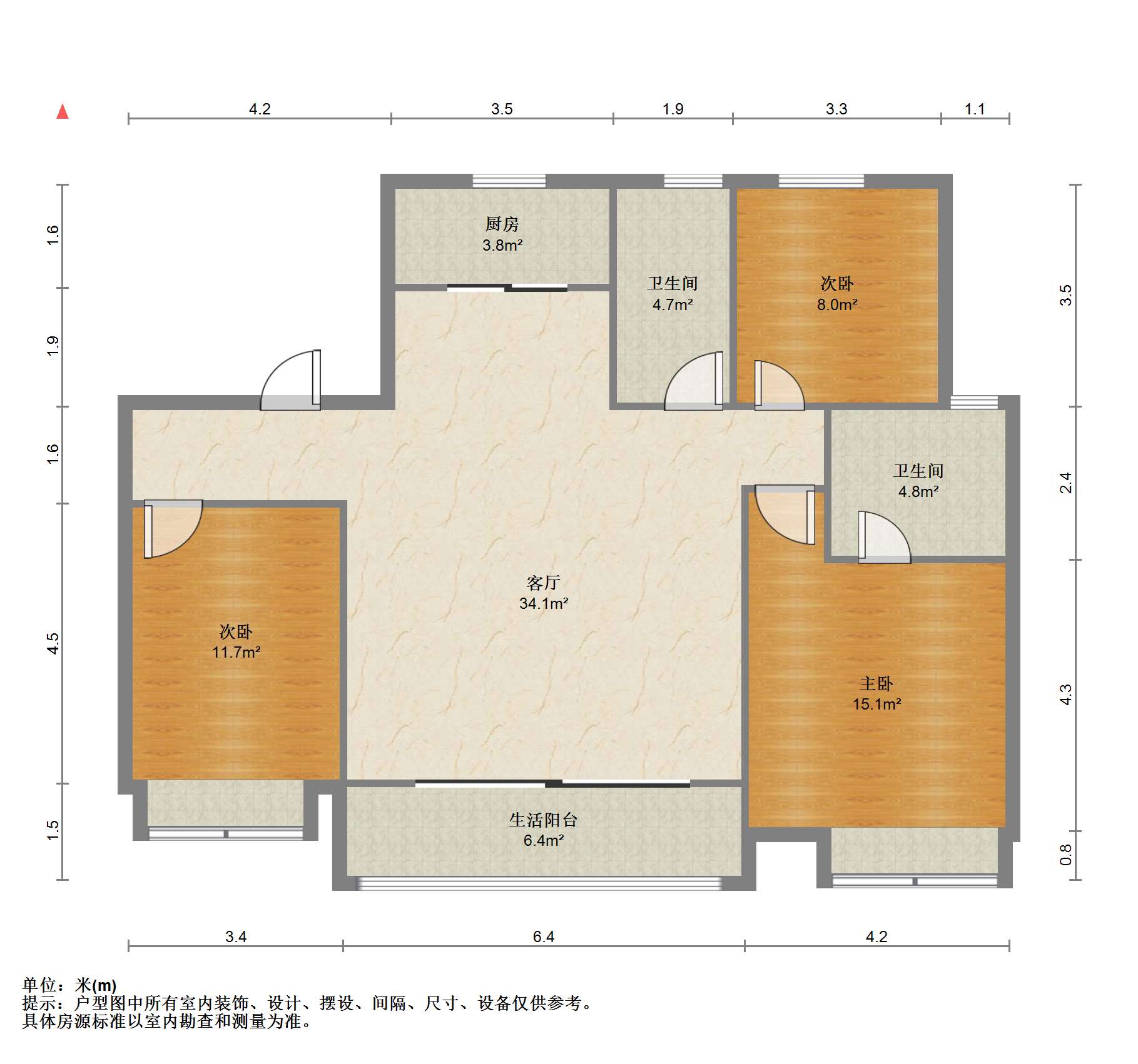 滨江道江园 3室2厅2卫 127m&sup2;