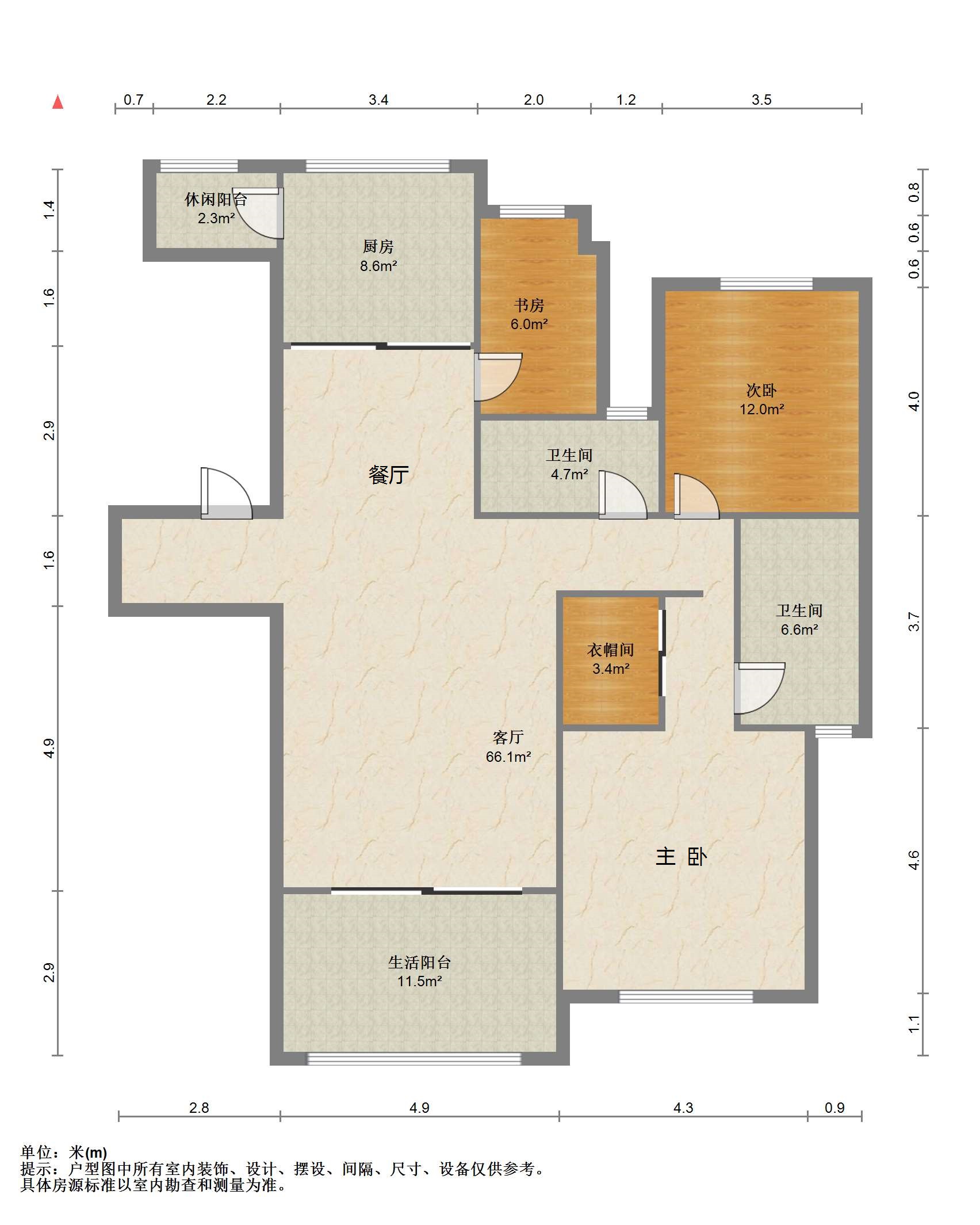 万濠华府 3室2厅2卫 144.97m&sup2;