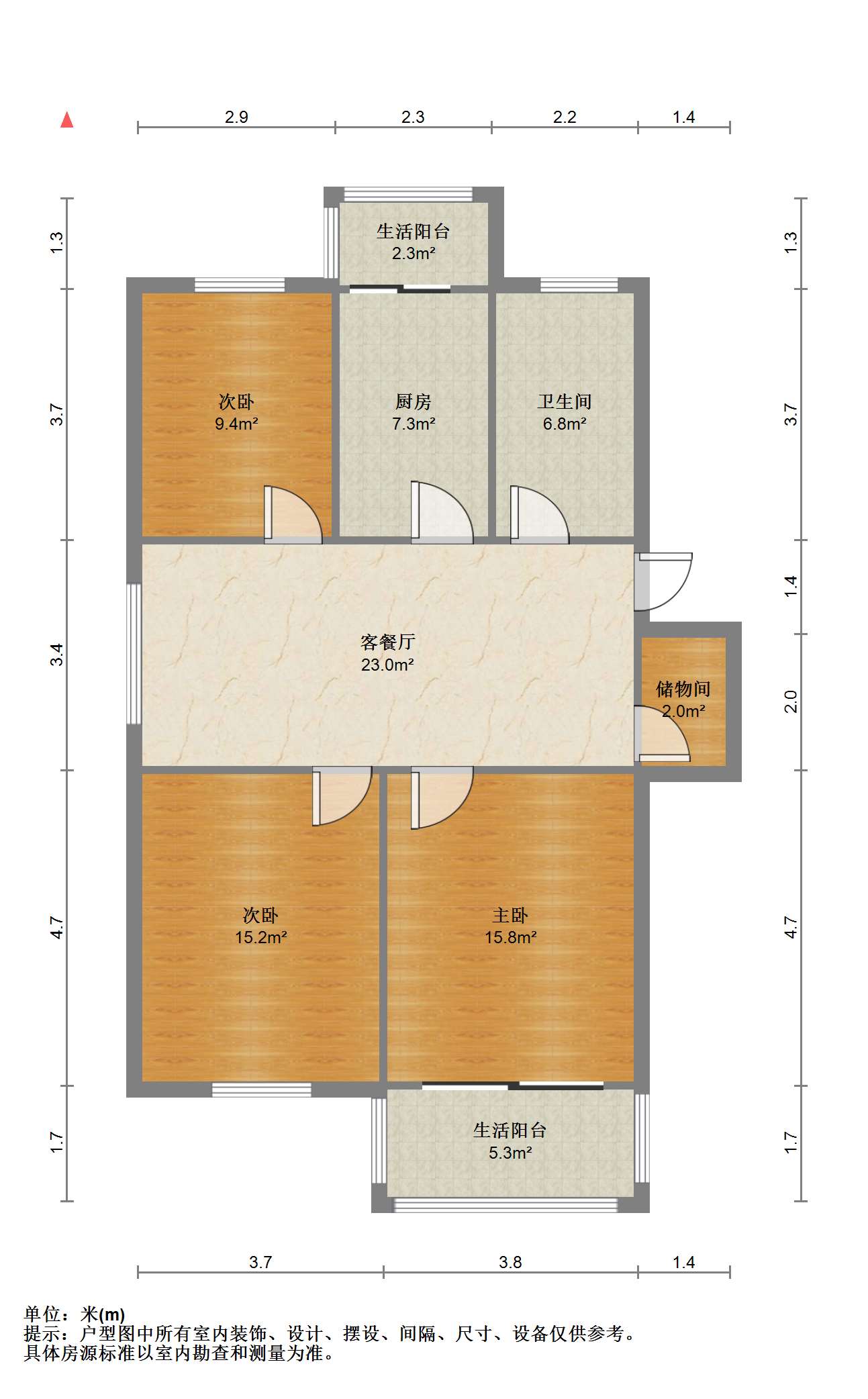 紫东花苑 3室1厅1卫 94.79m&sup2;