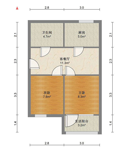 花行桥新村 2室1厅1卫 64m&sup2;