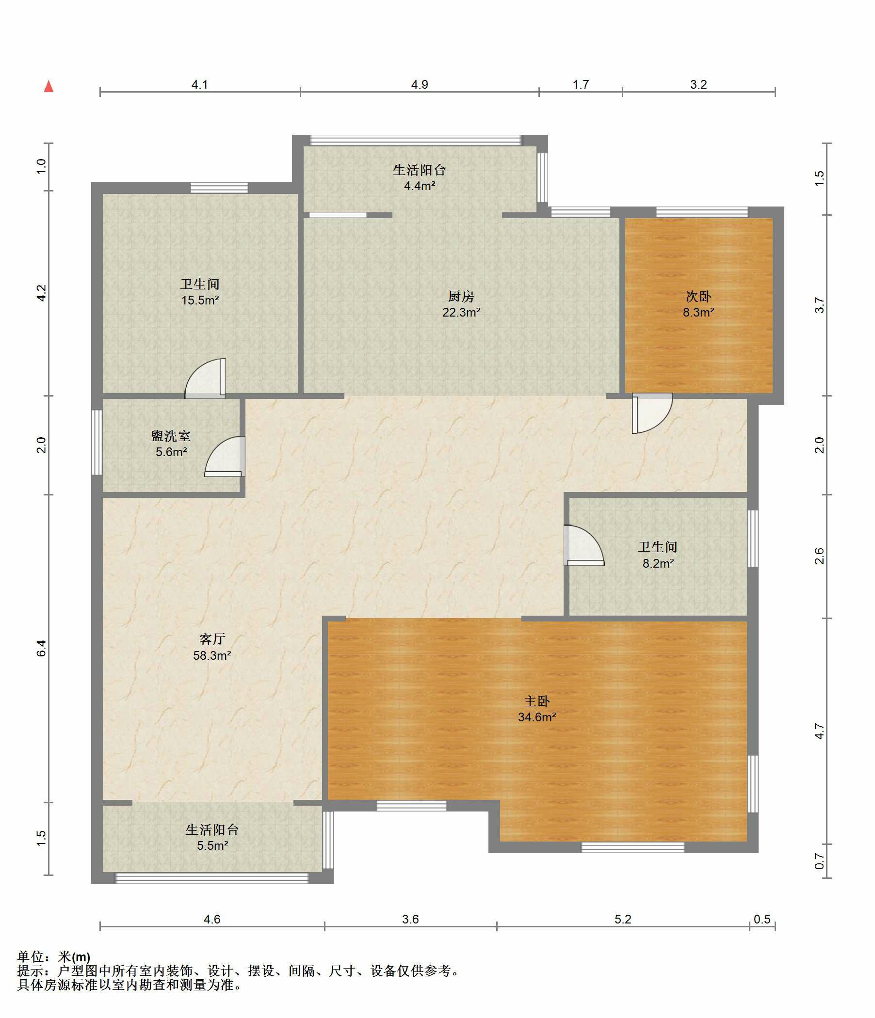 凤凰莱茵苑 2室1厅2卫 142.18m&sup2;