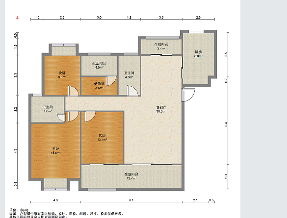 华强城 4室2厅2卫 145m&sup2;