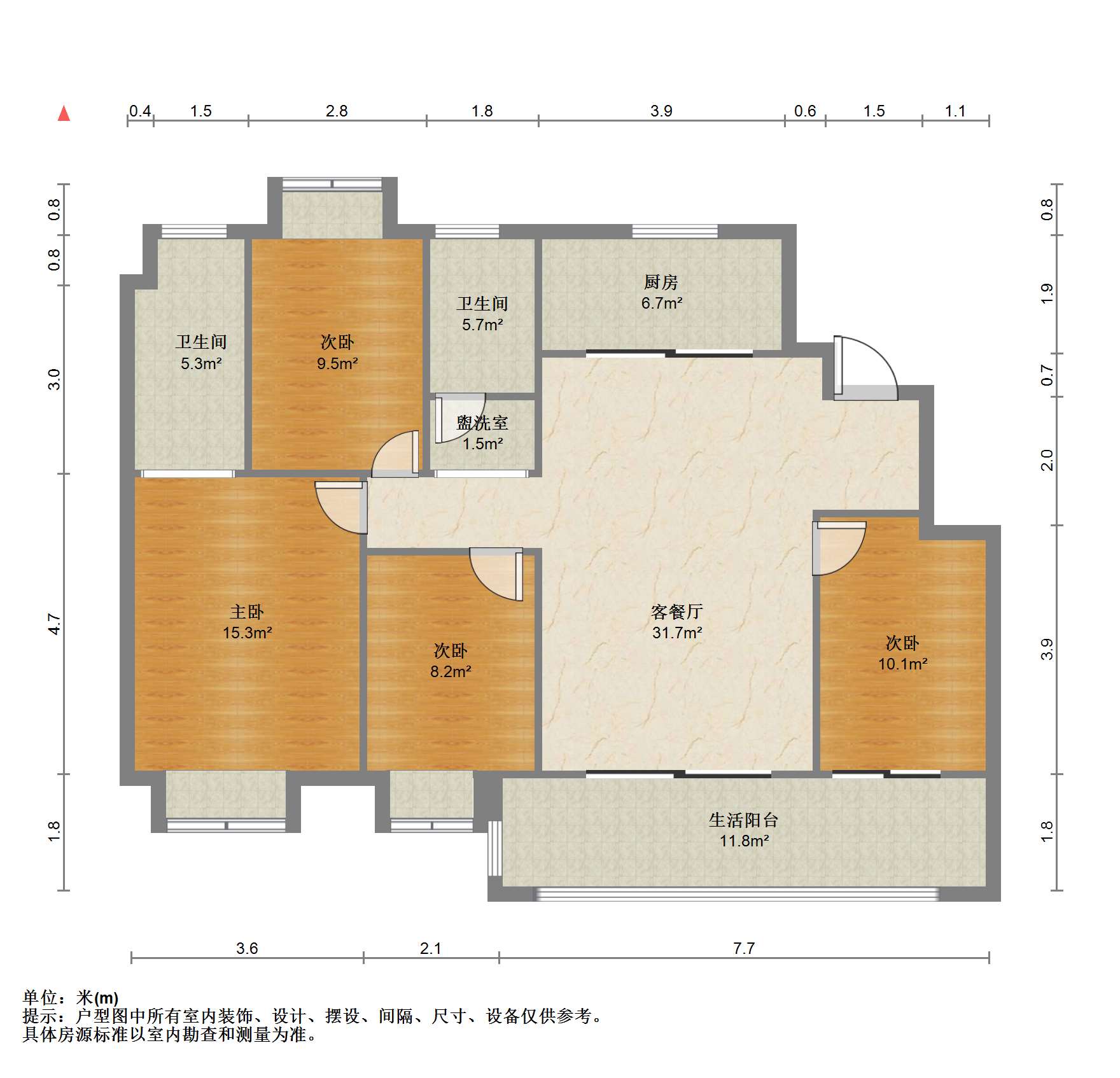 天璞华庭 4室2厅2卫 137m&sup2;