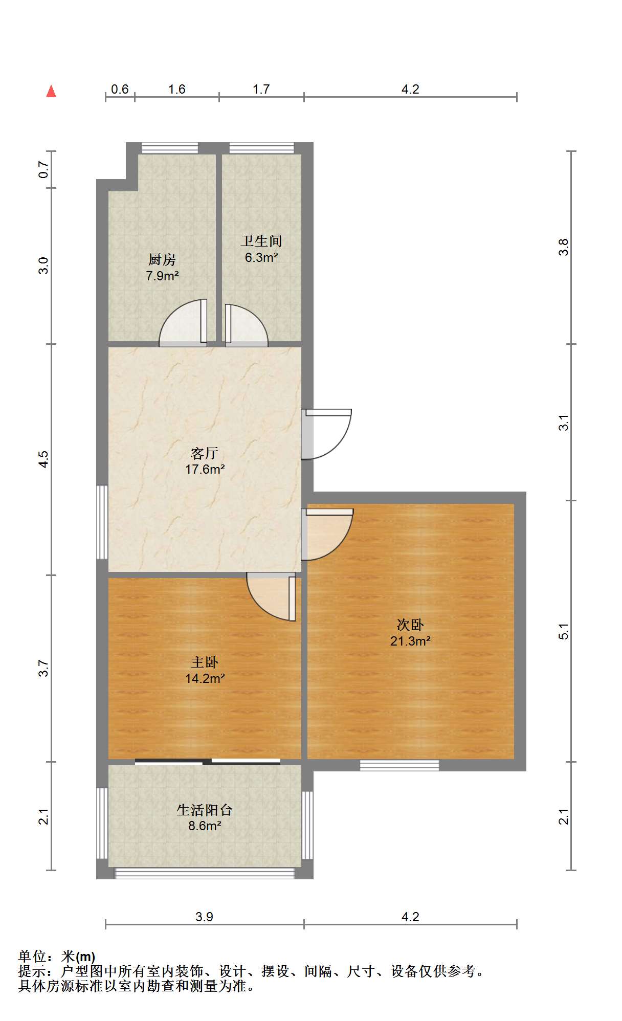 富贵园 2室1厅1卫 64m&sup2;
