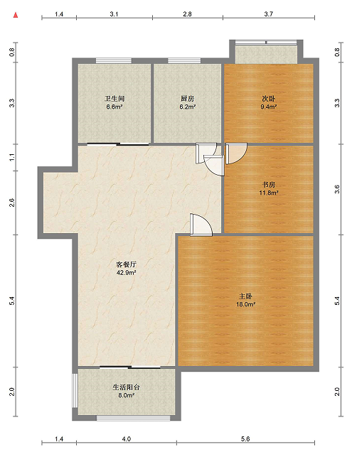 星源佳苑 3室2厅1卫 110m&sup2;