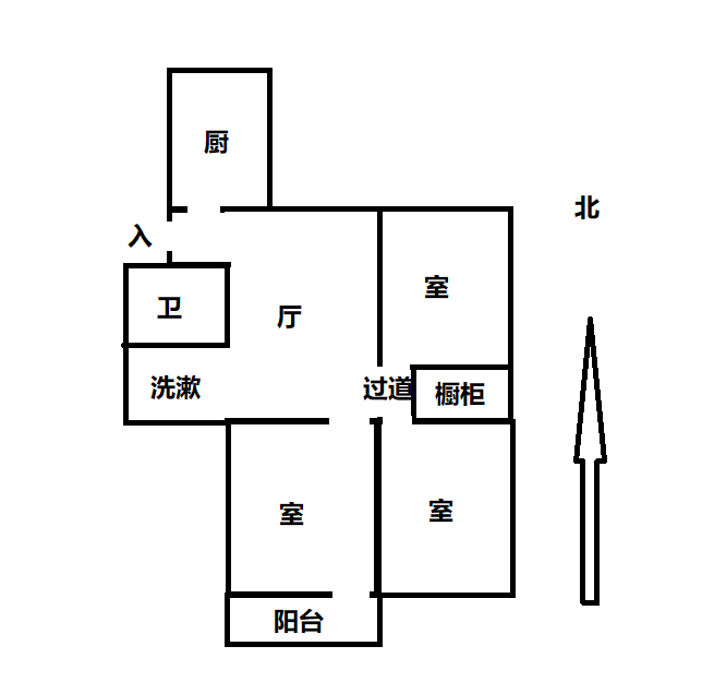 华威园 3室1厅1卫 90.00m&sup2;
