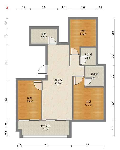 上悦城 3室2厅2卫 116m&sup2;