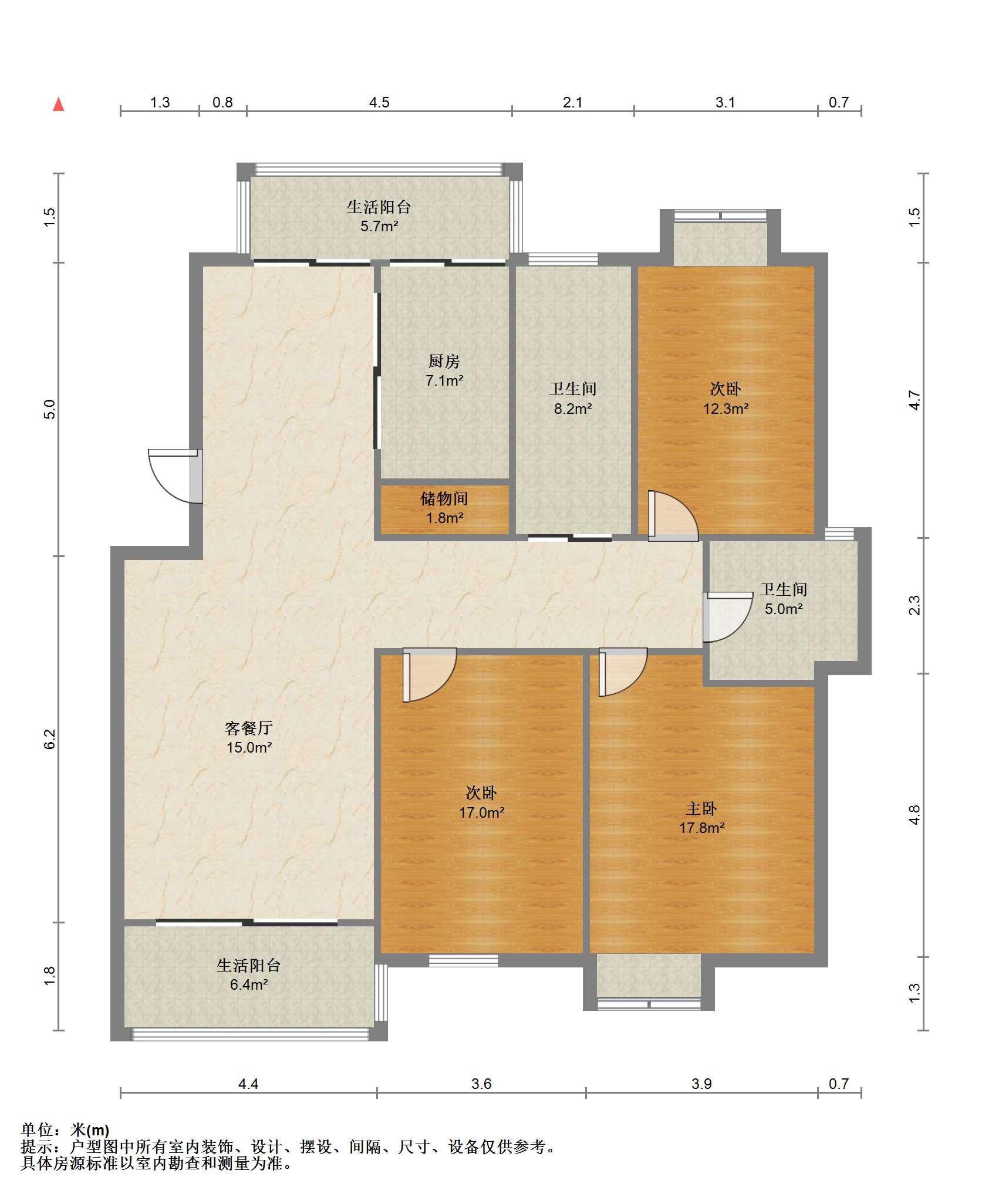 江海名苑南区 3室2厅2卫 146.73m&sup2;