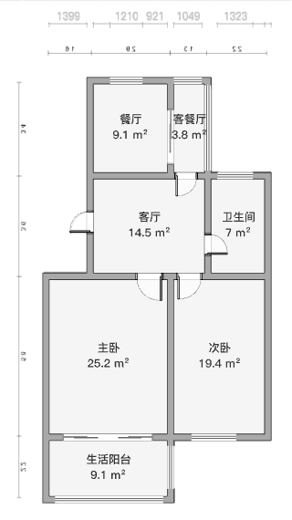 望江楼小区 2室1厅1卫 65m&sup2;