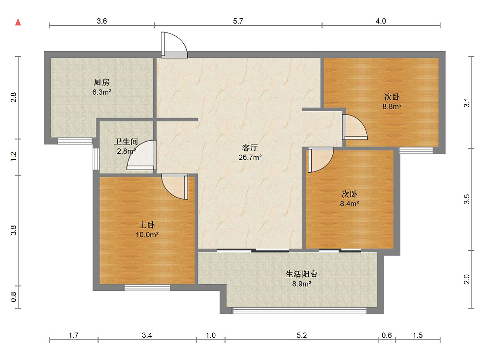 华强国际公馆 3室2厅1卫 102m&sup2;