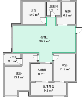 盛和花半里 3室2厅2卫 142.1m&sup2;