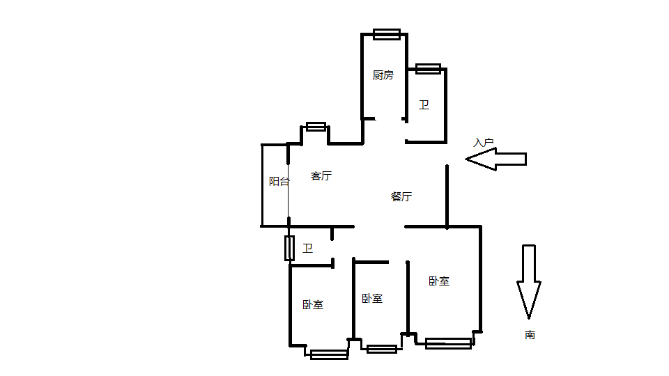 都市华城 3室2厅1卫 149m&sup2;