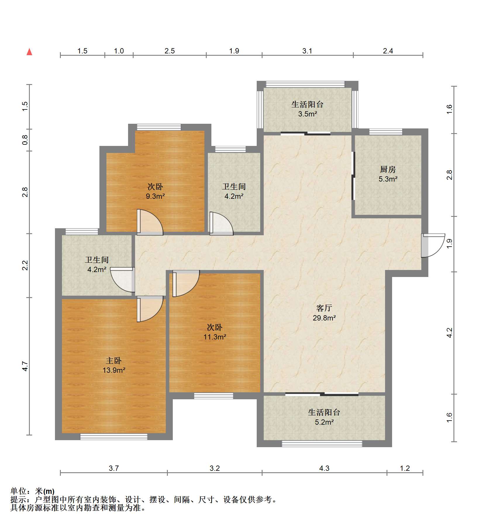 景瑞望府 3室2厅1卫 127m&sup2;