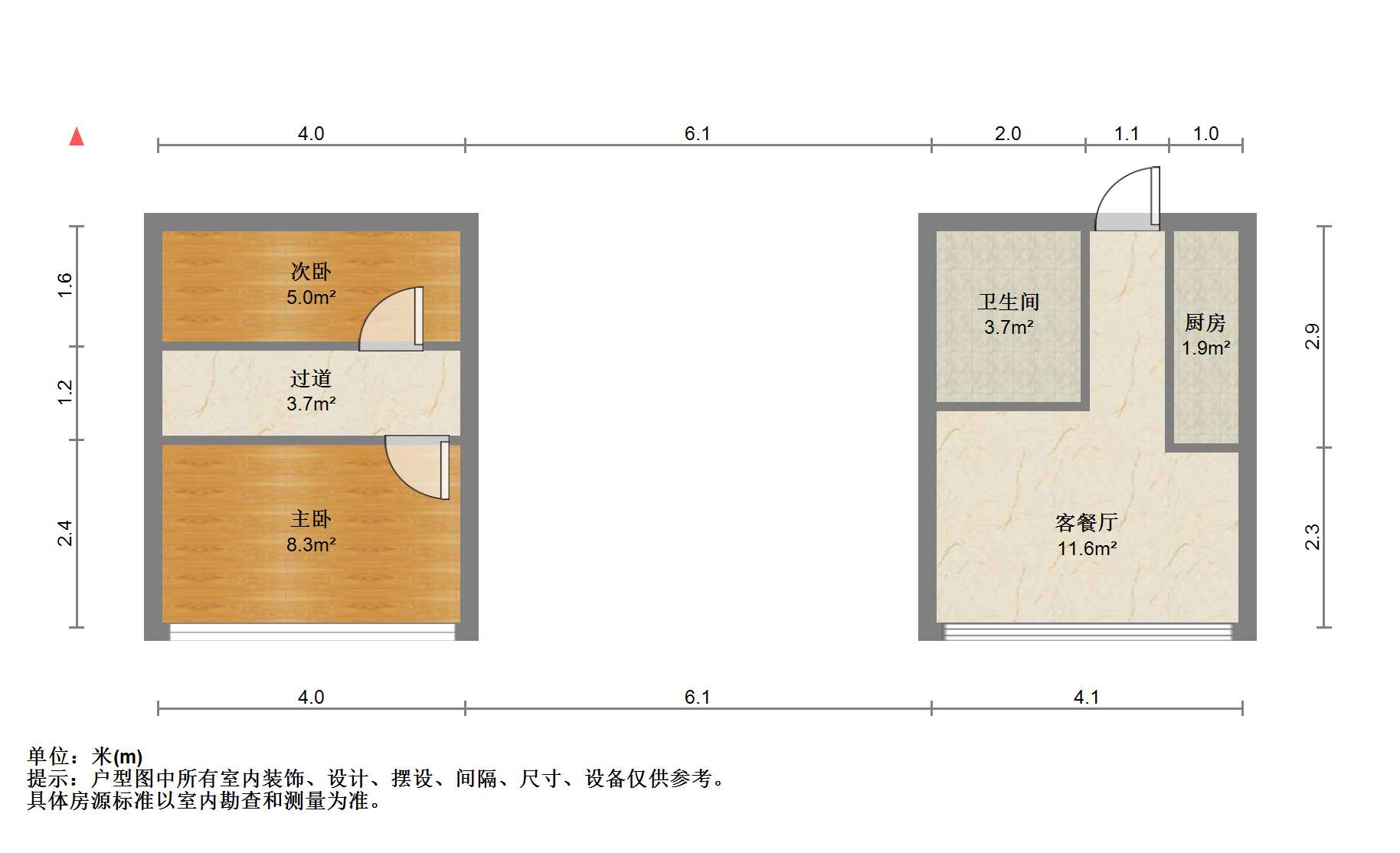 喜悦荟 2室1厅1卫 31.91m&sup2;