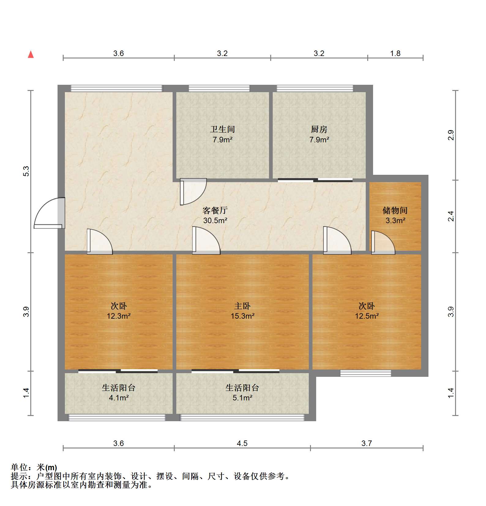 城港花苑 3室1厅1卫 144m&sup2;