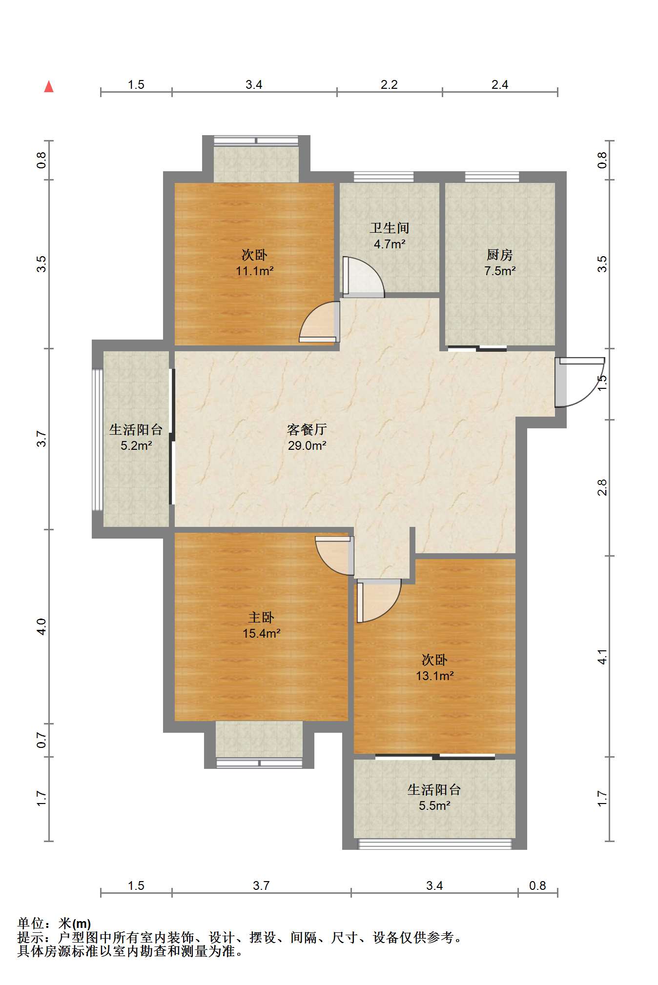 皇家花园北区 3室2厅1卫 119.00m&sup2;