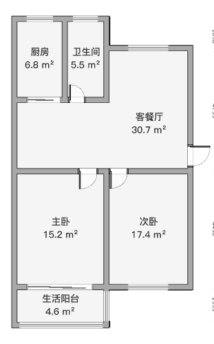 银花苑 2室1厅1卫 84.55m&sup2;