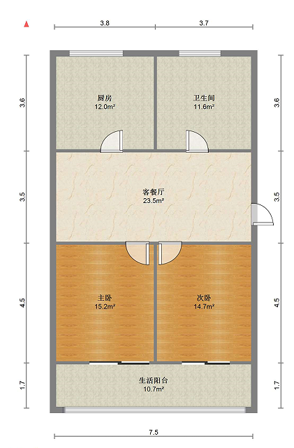 金和小区 2室2厅1卫 98m&sup2;