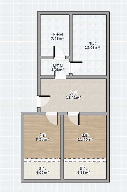 北濠桥东村 2室1厅1卫 70m&sup2;