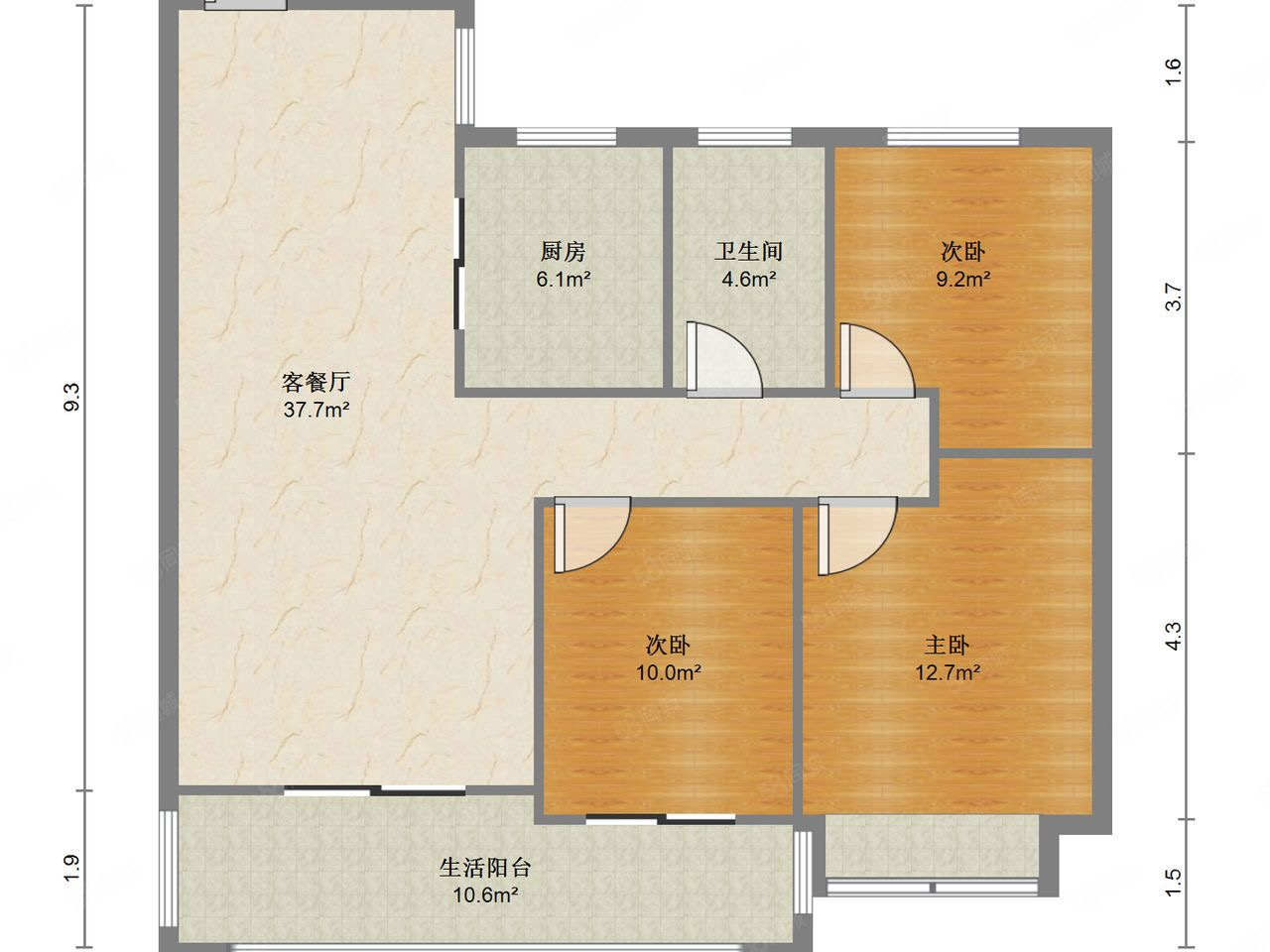 碧桂园公园星荟 3室2厅1卫 102.75m&sup2;