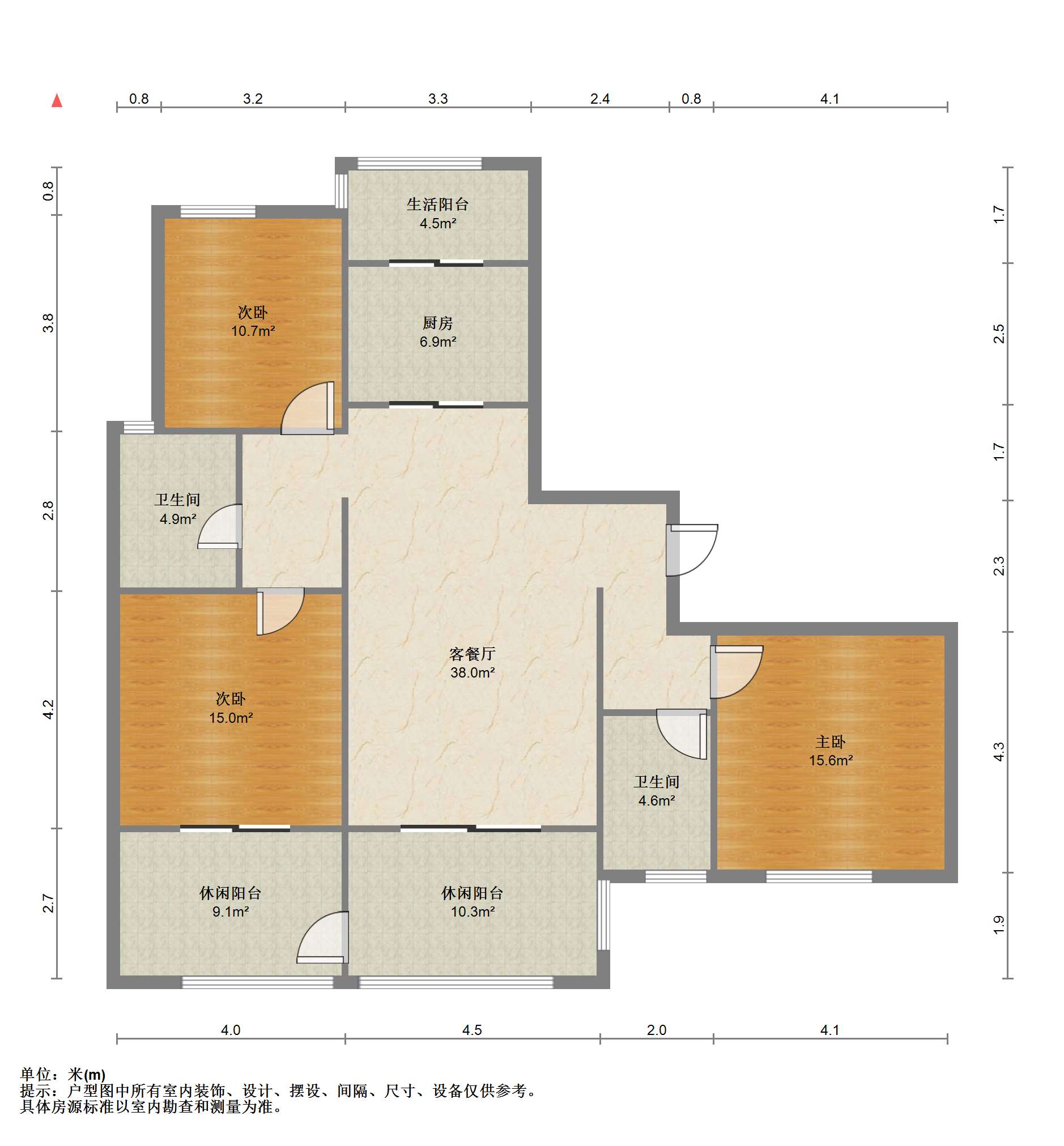 苏建名都城 3室1厅2卫 134.47m&sup2;