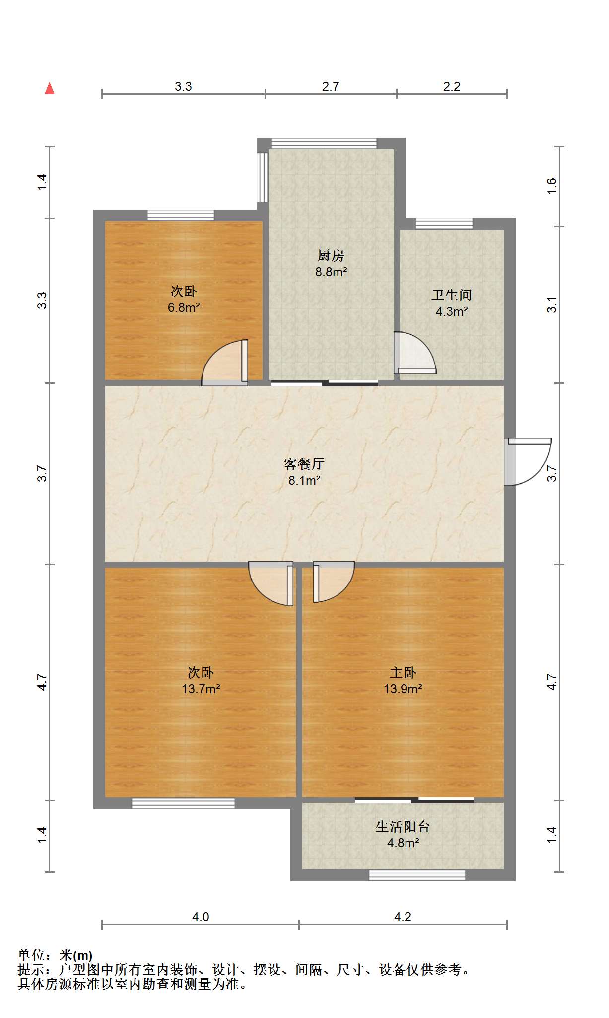 天山花苑西区 3室1厅1卫 92.27m&sup2;