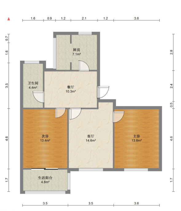 富贵园 2室2厅1卫 82.35m&sup2;