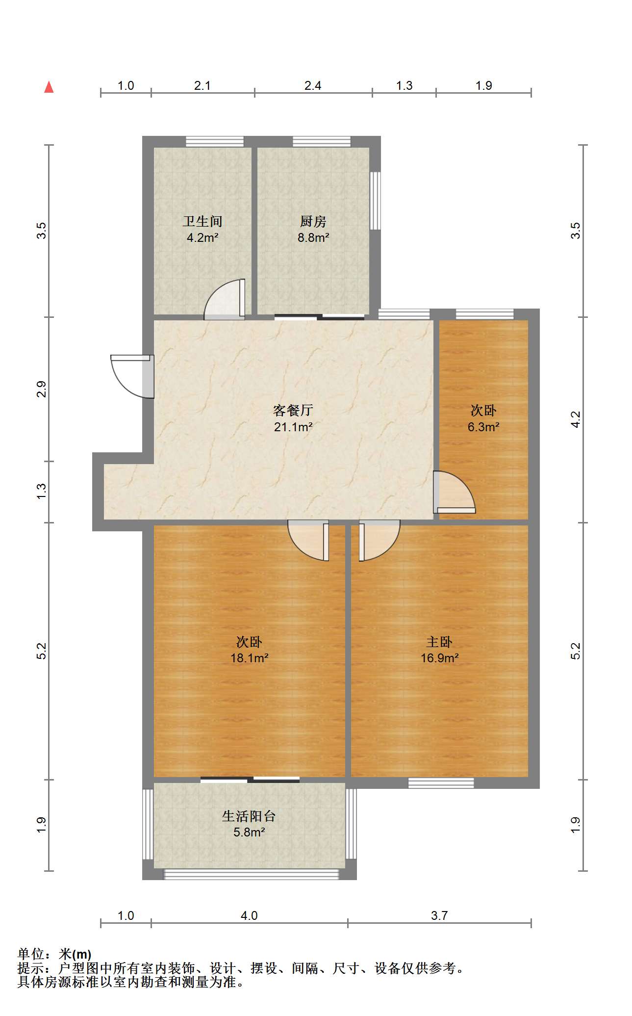 学田北苑 3室1厅1卫 80.9m&sup2;