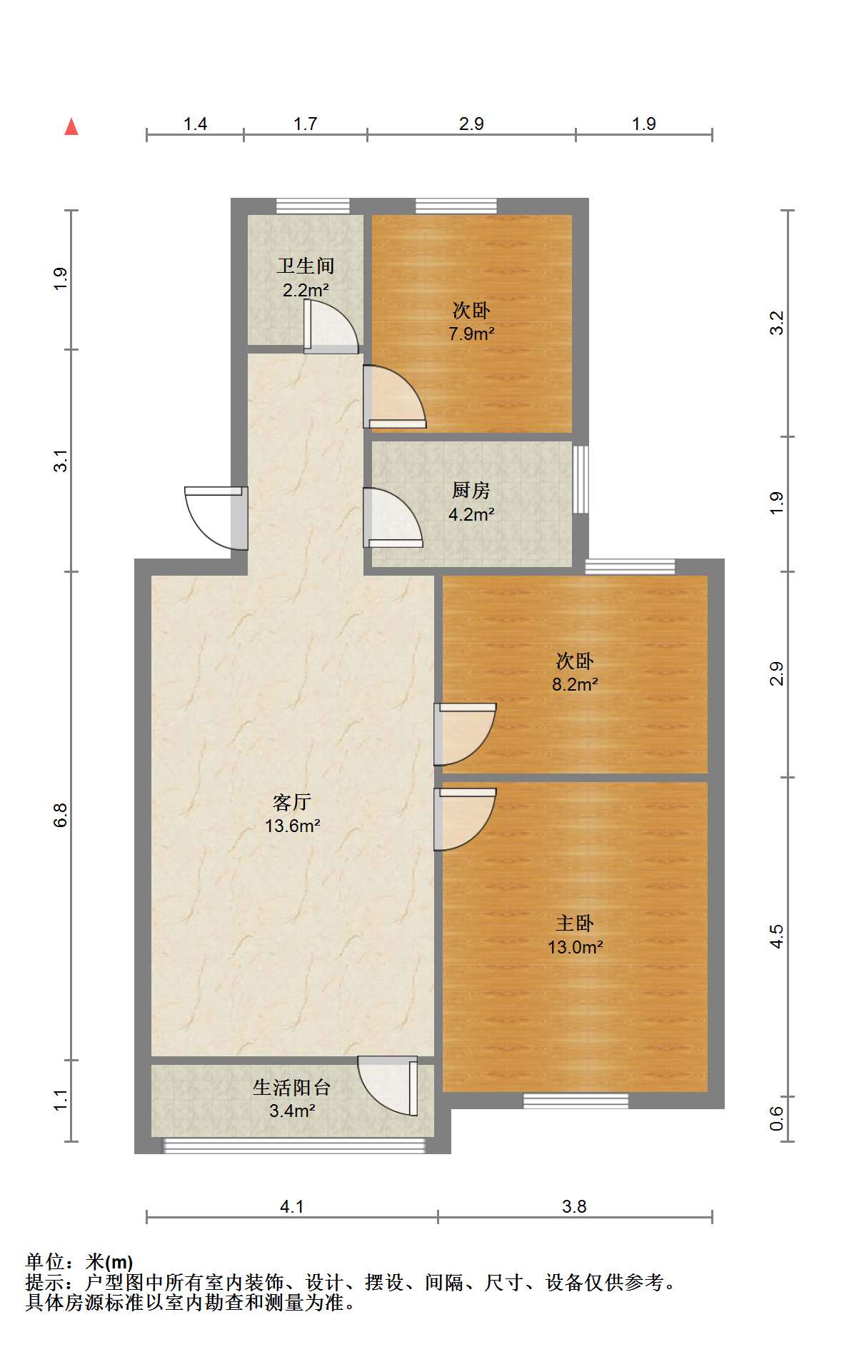 光明东村一期 3室1厅1卫 78.00m&sup2;