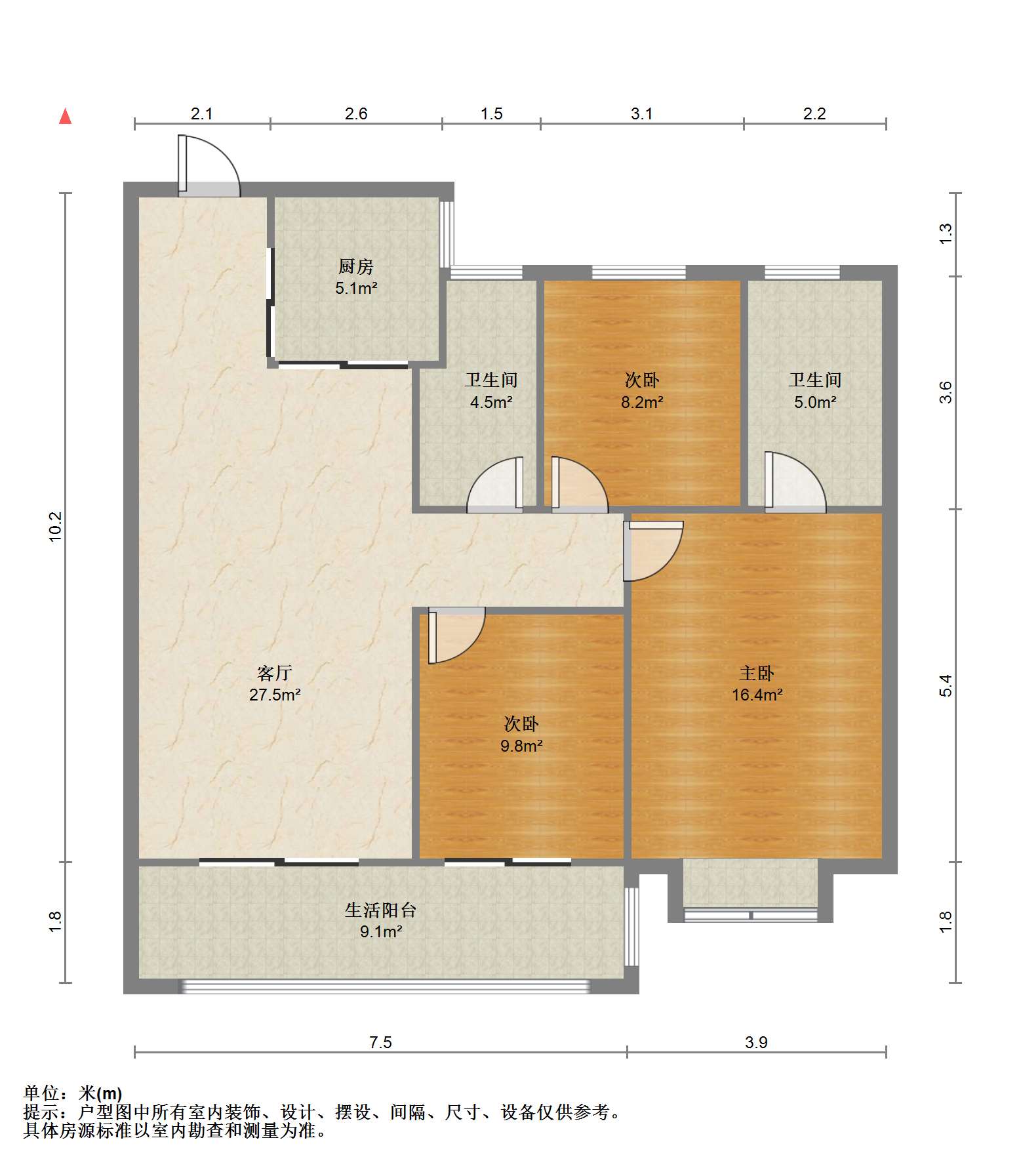 华宇锦绣澜湾 3室2厅2卫 109m&sup2;
