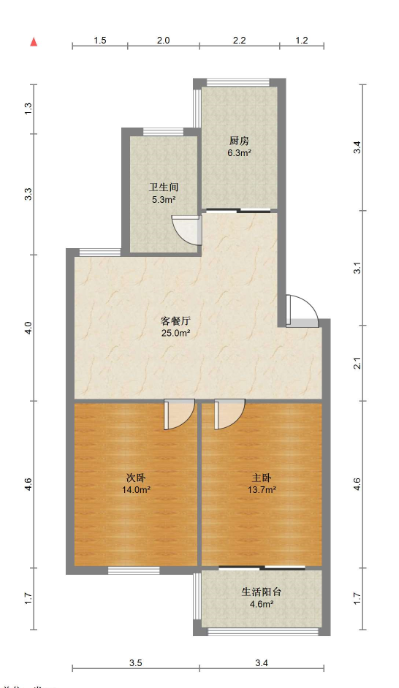 天勤家园 2室1厅1卫 79m&sup2;