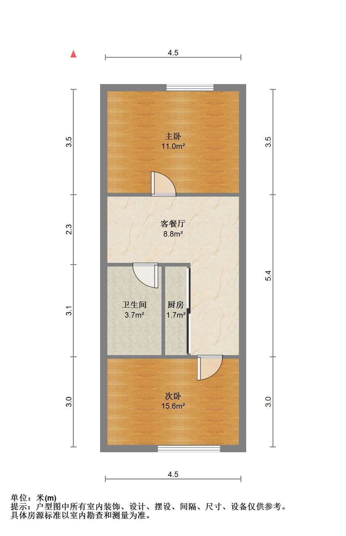 唐人公寓 2室1厅1卫 54m&sup2;
